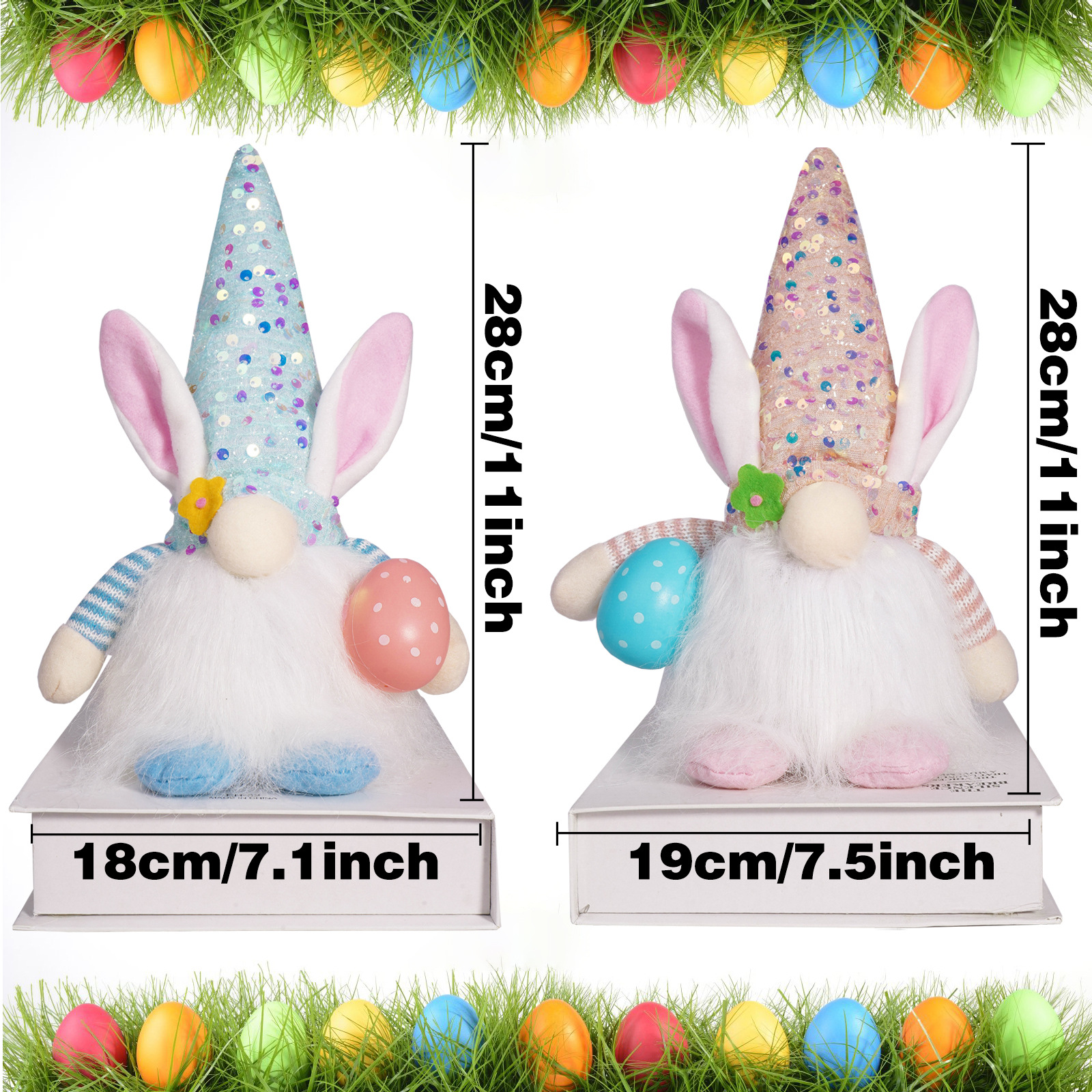 Nuevos productos transfronterizos de Pascua luminosa con lámpara conejo muñeca huevo esquinilla sombrero muñeca sin cara decoración