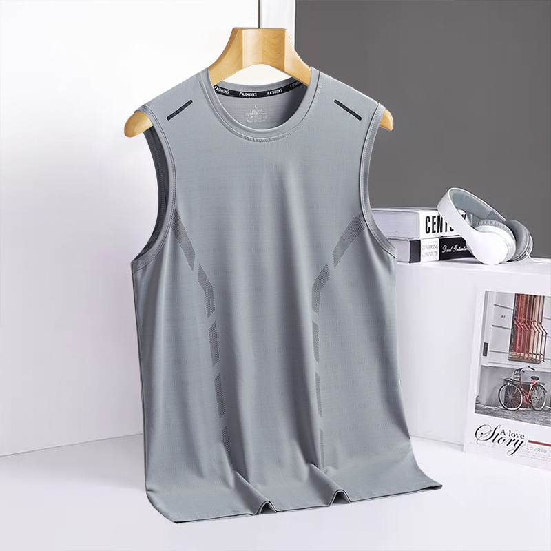 Chaleco Deportivo de Seda de Hielo para Hombre de Poliéster, Secado Rápido y Alta Elasticidad, para Ocio