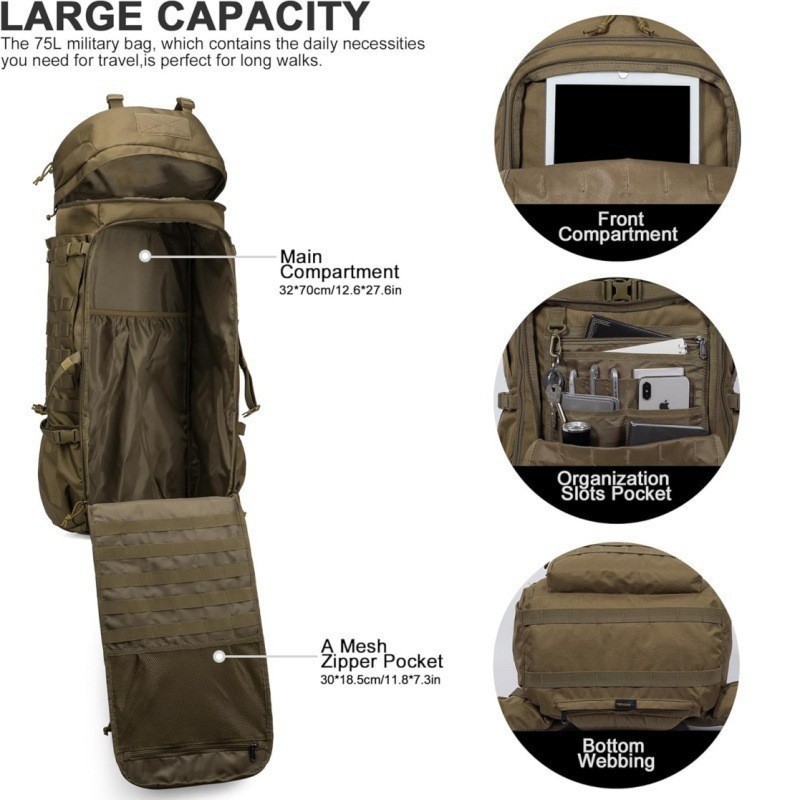 Amazon Hot Sale Mountain Casual Tácticas Mochila de hombro de gran capacidad Hombres Commuters Mochila de viaje de ocio al aire libre