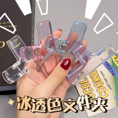 Acrylic transparent file folder clips, Xiaohongshu style, double-sided minimalist long-tail clip folder, student book clips