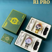 跨境新款R1Pro智能手表南非真钻镜片蓝牙通话睡眠提醒健康手环