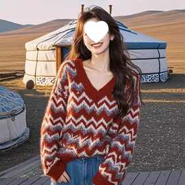 红色条纹针织衫毛衣女2025新款早春独特超好看小个子显瘦内搭上衣