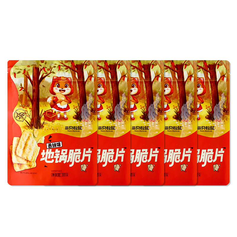 三只松鼠地锅脆片85g袋装锅巴薯片便携休闲小吃膨化食品包邮