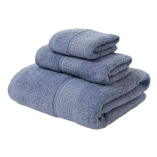 Pure cotton minimalist style foreign trade gift towel set cross-border cotton towel bath towel square towel three-piece set broken embroidery customization