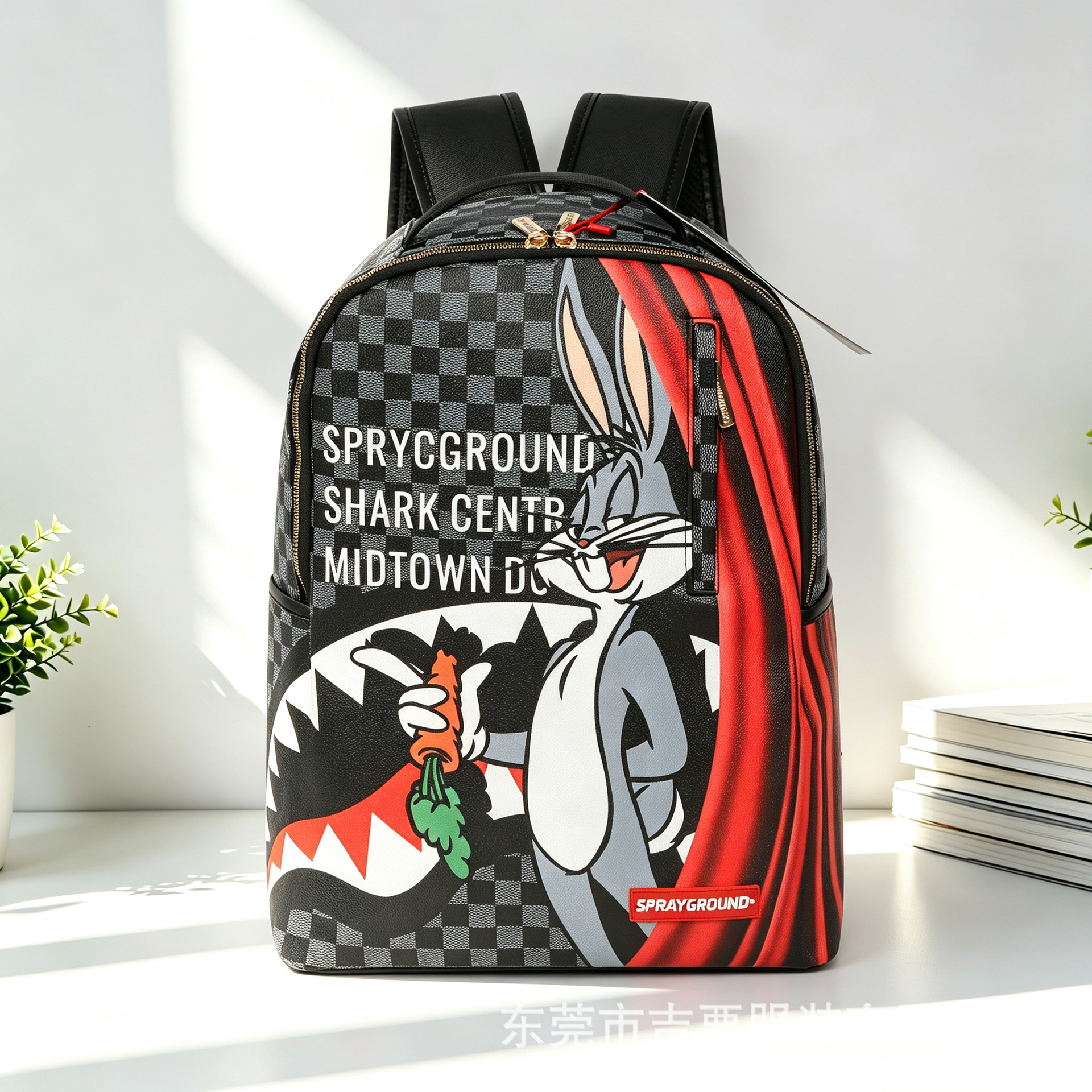 Sprayground x Looney Tunes Shark Backpack Bugs Bunny Checkered