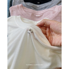 リヨセルテンセルウールソフト半袖Tシャツレディーススモールメタルリボントップ夏の新しい快適で多用途なT