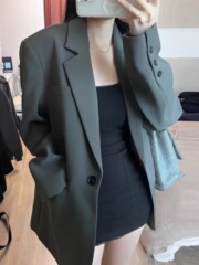 高级感灰色小个子西装外套女2025秋季新款小个子韩版宽松休闲西服
