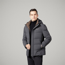 品牌男士羽绒服中年爸爸冬季加厚保暖时尚休闲白鸭绒连帽男装外套