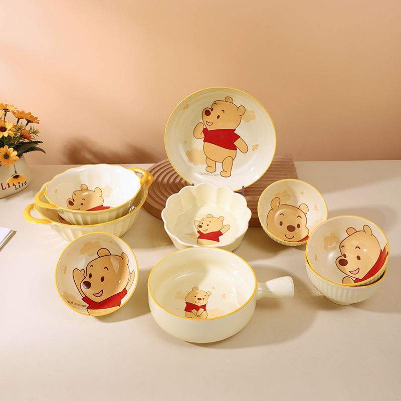 Winnie the Pooh Underglaze Ceramic Bowl Household Soup Bowl Noodle Bowl Personalized Handle Bowl Cute Ceramic Tableware Children's Rice Bowl Winnie the Pooh Underglaze Ceramic Bowl Household Soup Bowl Noodle Bowl Personalized Handle Bowl Cute Ceramic Tableware Children's Rice Bowl