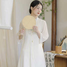 中国风禅意茶服女2026夏季新款刺绣新中式仙气飘逸旗袍连衣裙