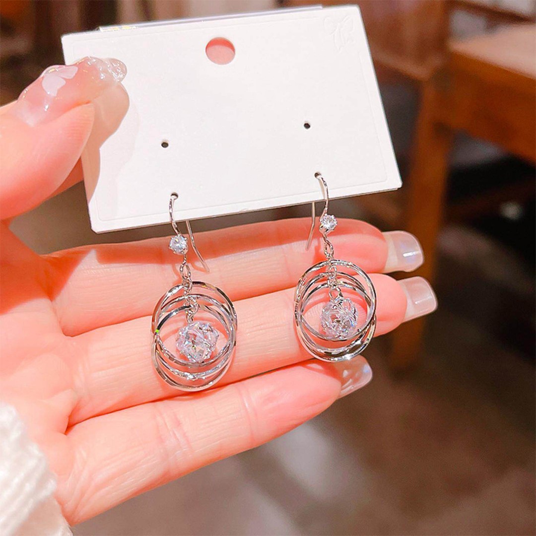 2026 nueva moda femenina alrededor de zircon gancho de orejas planetas órbita pendientes joyas temperamento pendientes joyas regalos image 6