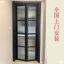 鎂鋁合金廚房小門上海無下軌鈦鋼化玻璃隱形室內推拉門折疊門衛浴