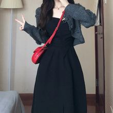 秋季港风复古毛衣吊带裙两件套装初早秋感穿搭学院风连衣裙