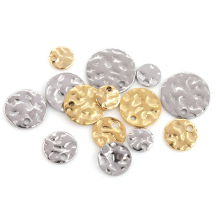 Real Gold Electroplated Stainless Steel Embossed Disc diy Vintage Small Tag Bracelet Necklace Earrings Accessories Pendant Bag