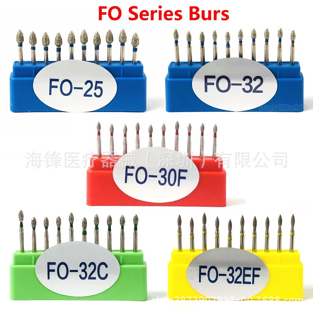 Стоматологические высокоскоростные боры, алмазные боры, сверла для подготовки наконечников, шариковые сверла серии FO, 10 штук в коробке