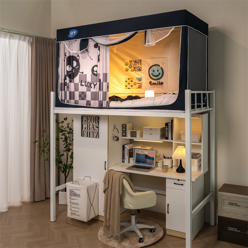 Nuevo tipo de instalación gratuita dormitorio de estudiantes cama individual mosquitera anti-mosquitos 2025 nueva cama superior e inferior dormitorio para bebés anti-caída