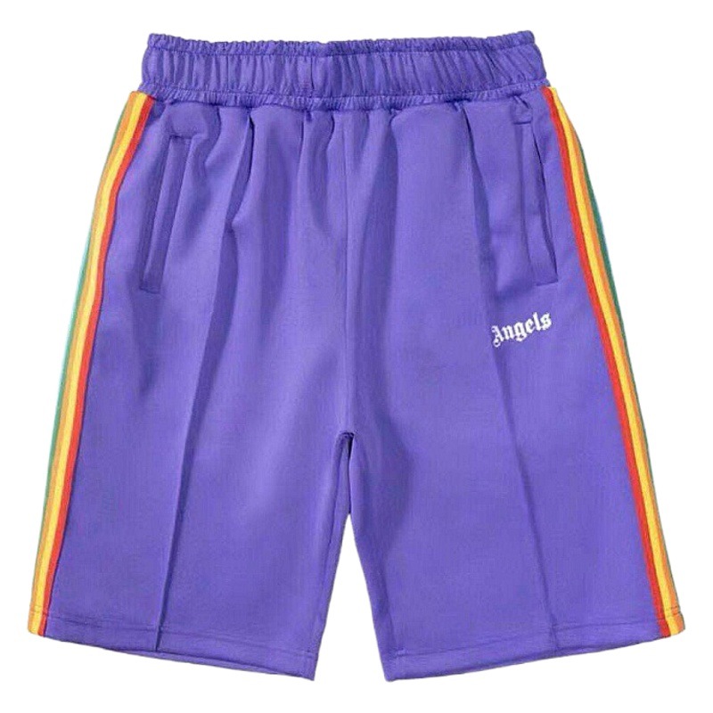 PA Ángel marca de moda a rayas Arco Iris pantalones cortos cinta hombres y mujeres pareja niebla calle palmera suelta recortada