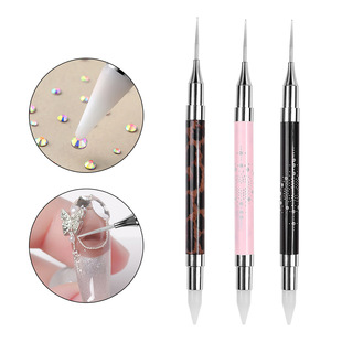 Nail Art New Leopard Manicure Pen Point Drill Pen Double-purpose Sticky Drill Jewelry Point Pen Unloading Drill Suction Drill Tool