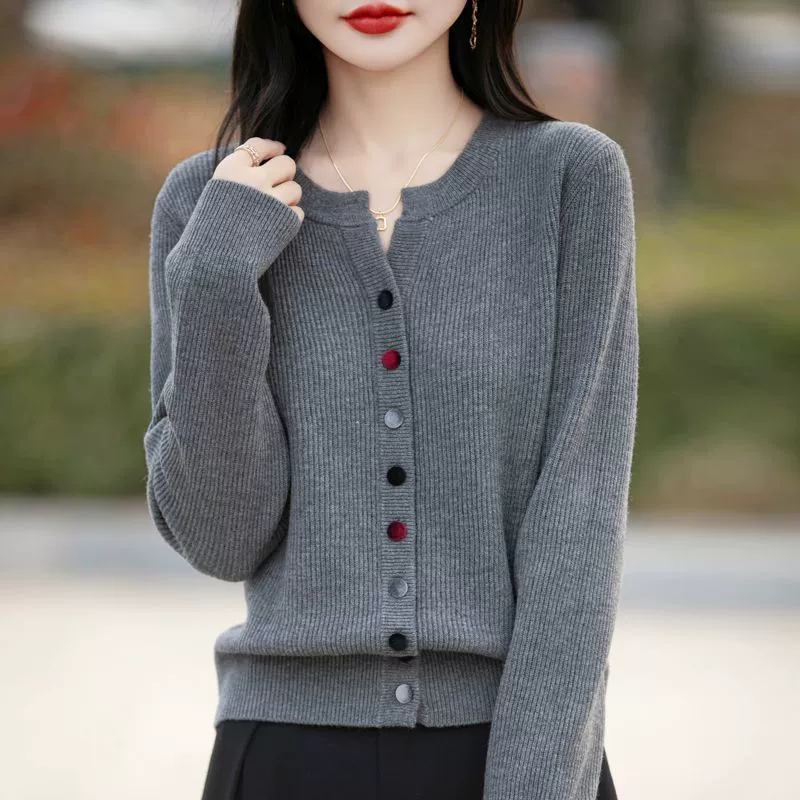 Весенне-осенний популярный приятный для кожи мягкий удобный высококачественный женский универсальный стильный кардиган модный свободный вязаный свитер
