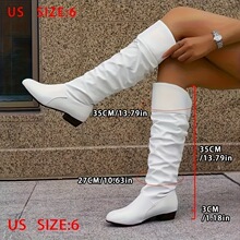 C 74204 Winter Knee High Boots Pointed Toe Chunky Heel ����