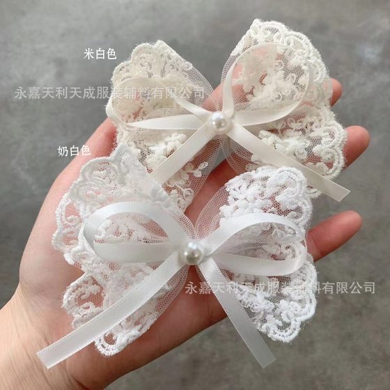 Taobao red exquisite rice white milk silk bilateral flower children's large bow lace hair accessories material