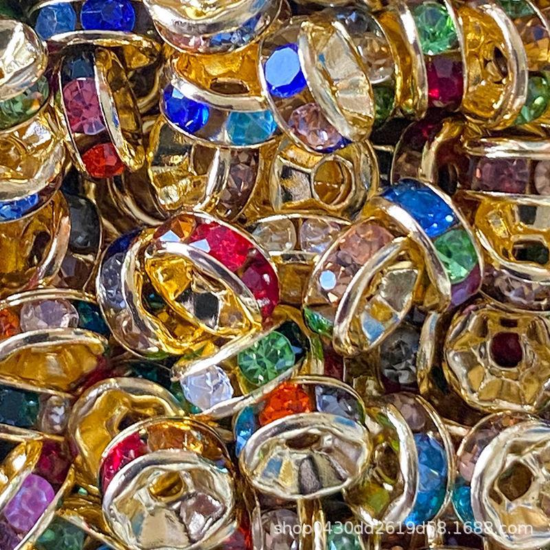 Cross-Border Colorful Diamond Ring Bracelet with Diamond Flower Holder Handmade DIY Jewelry Bracelet Beaded Spacer with Diamond Wheel Beads