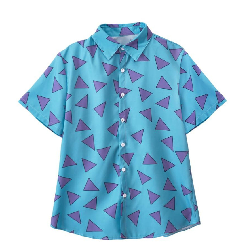 Amazon Cross-Border Foreign Trade Summer Men's Geometric Simple Drawing Graffiti Casual Loose Short-Sleeved Shirt