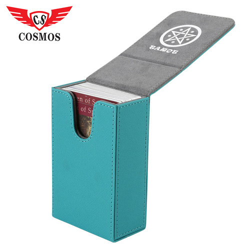 Large size simple portable flip tarot card storage box strong magnetic compression PU leather card box cross-border board game card box