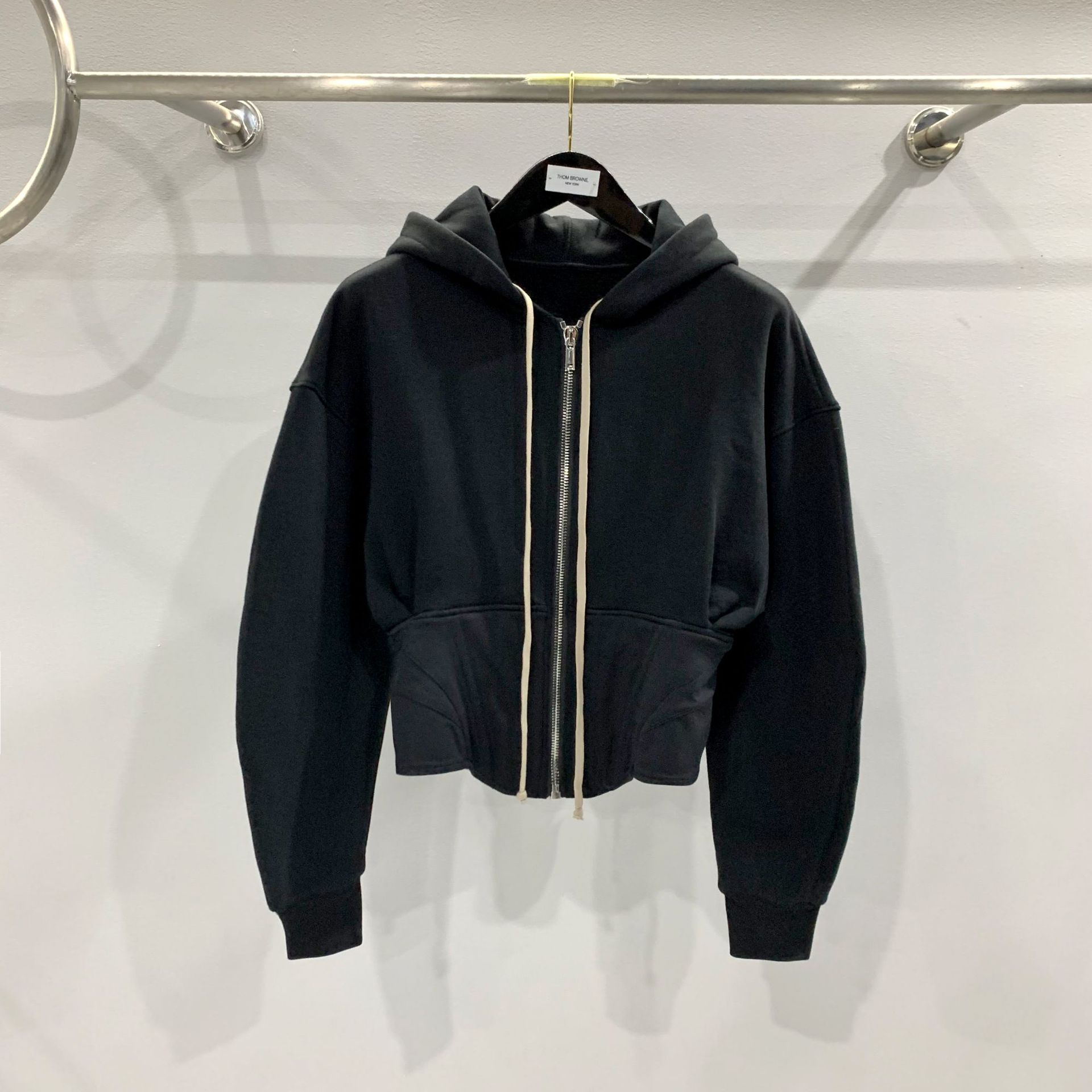 Subhuman de las mujeres oscuro diseño la personalidad Slein Slim capucha suéter corto chaqueta cremallera knit