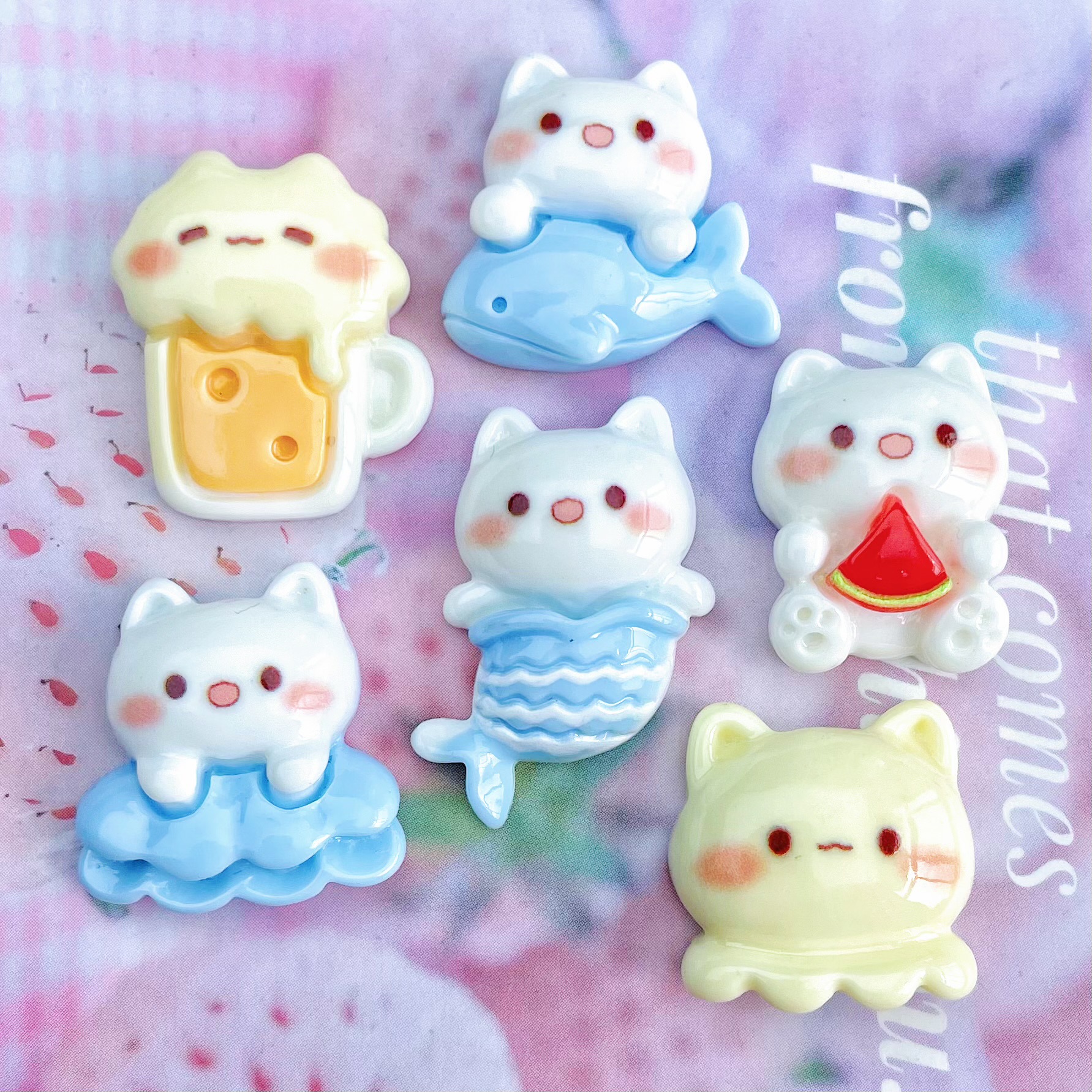 Azul sirena oso fishtail Dolphin resina accesorios DIY horquilla taza de agua almacenamiento material nuevo