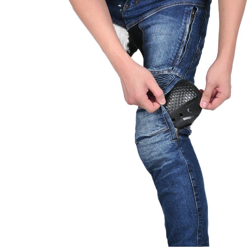 VOLERO Pantalones vaqueros de la motocicleta de los hombres y de las mujeres de verano de malla Transpirable de cintura alta pantalones de montar moto Kevlar pantalones anti-caída