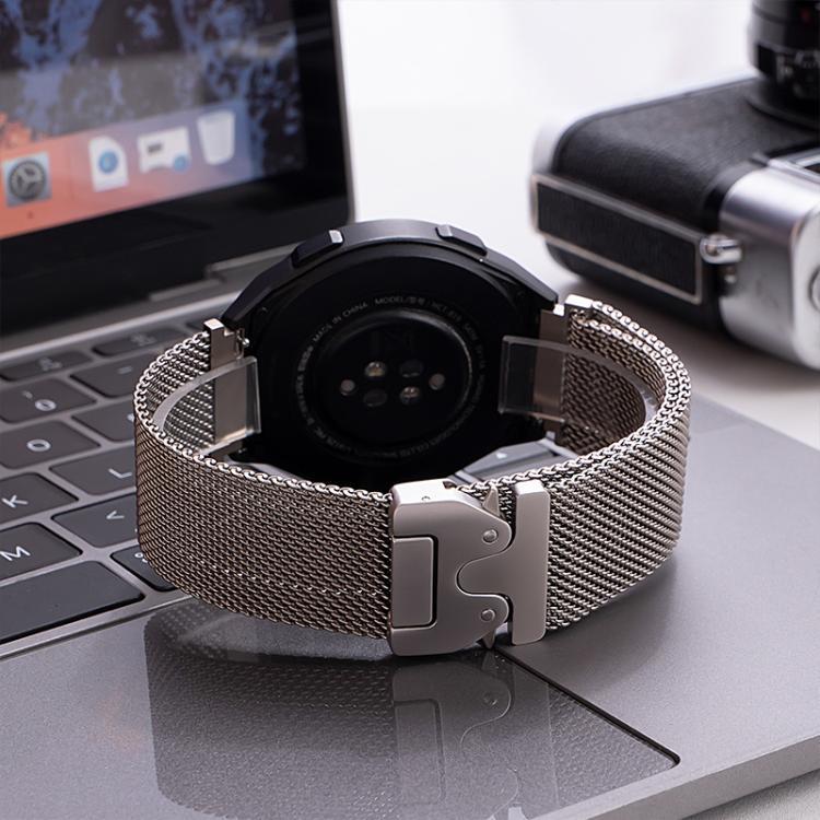 22mm milanese correa paracaídas fichaje diseño convexo malla de acero inoxidable universal