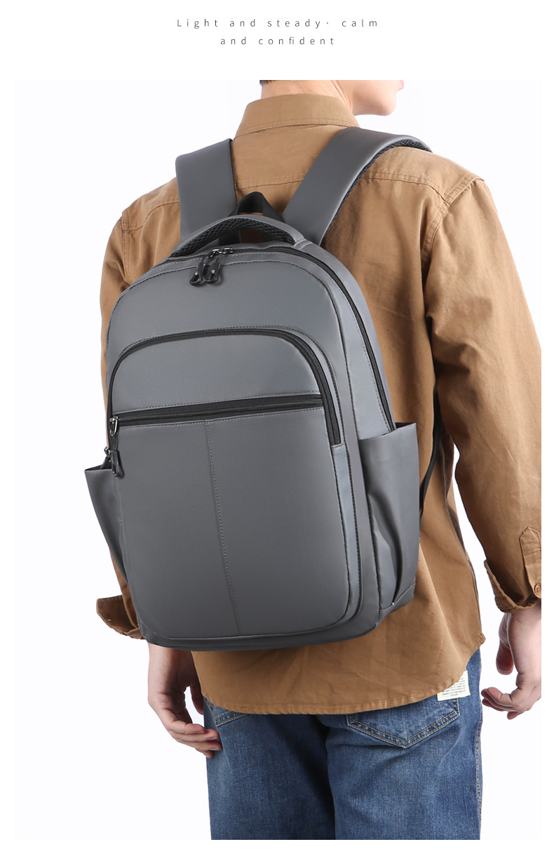 Cross-border business backpack, men's commuting and office computer bag, water-resistant double backpack, lightweight and large-capacity student schoolbag undefined