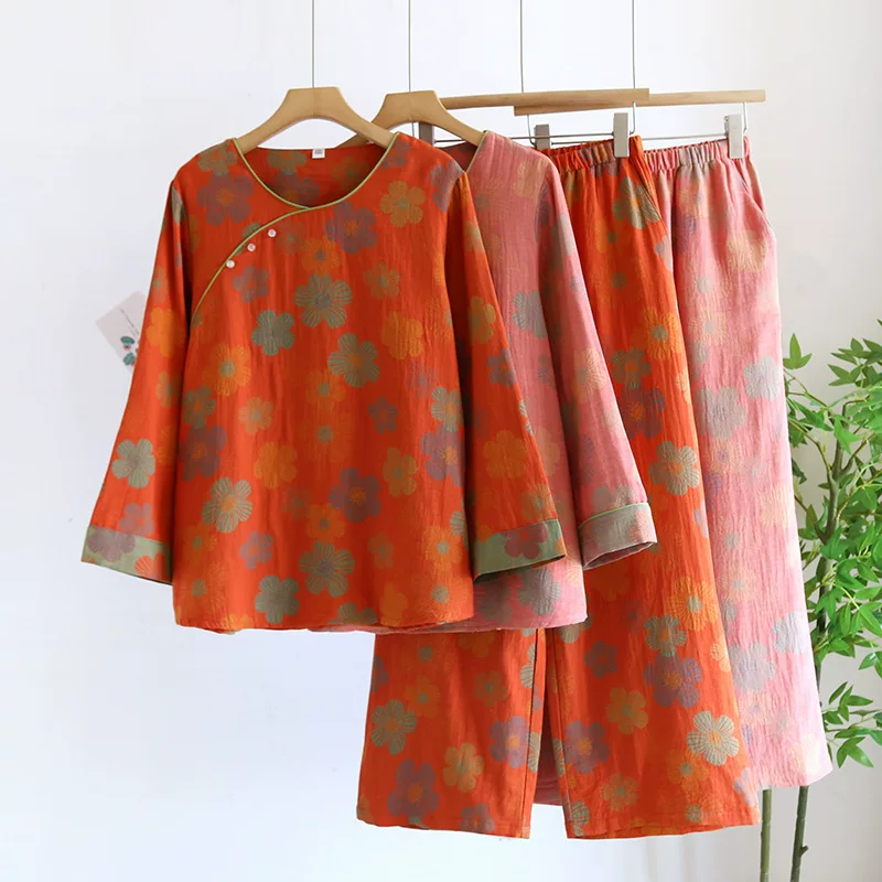 Pijama, set, thin long-sleeve, trousers
