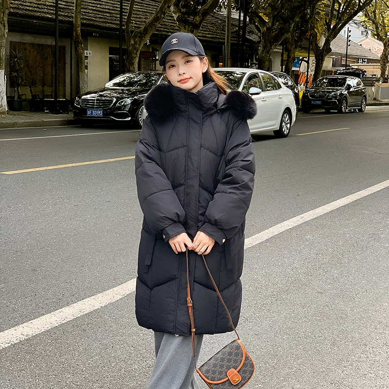 Long down jacket for elementary school students, European style, plus size