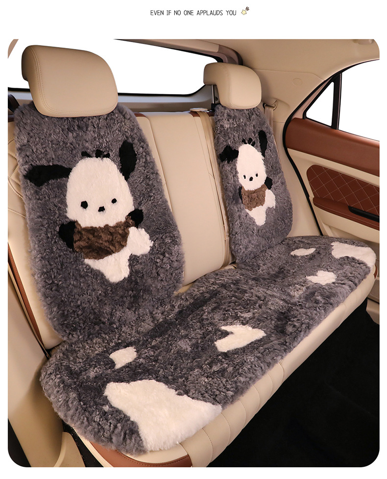 Winter Pure Wool Car Seat Cushion Small Cartoon Unisex Cute Cartoon Bear Warm Plush Seat Cushion