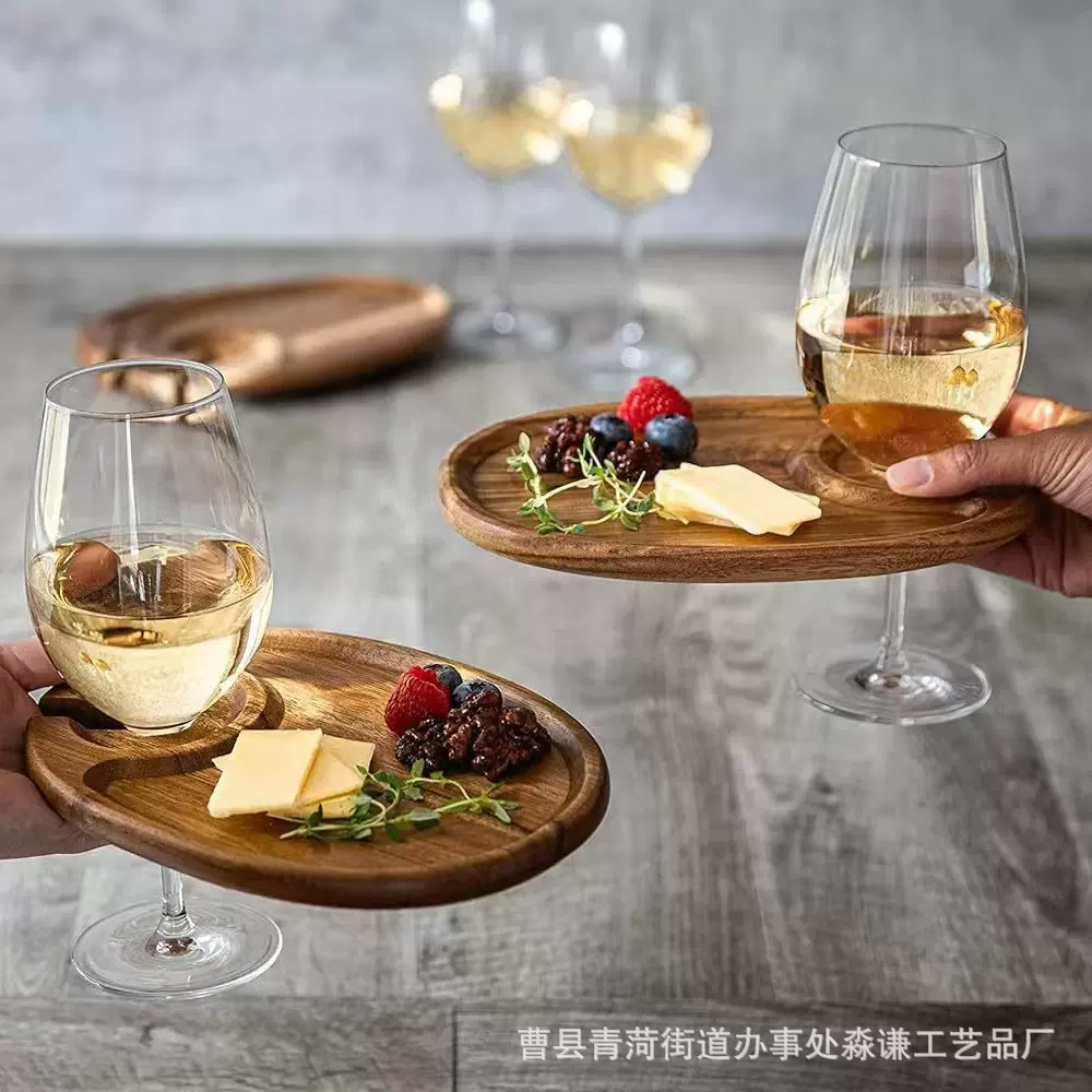 竹制托盘酒吧酒杯托盘熟食板派对高脚酒杯芝士盘家用熟食牛排盘