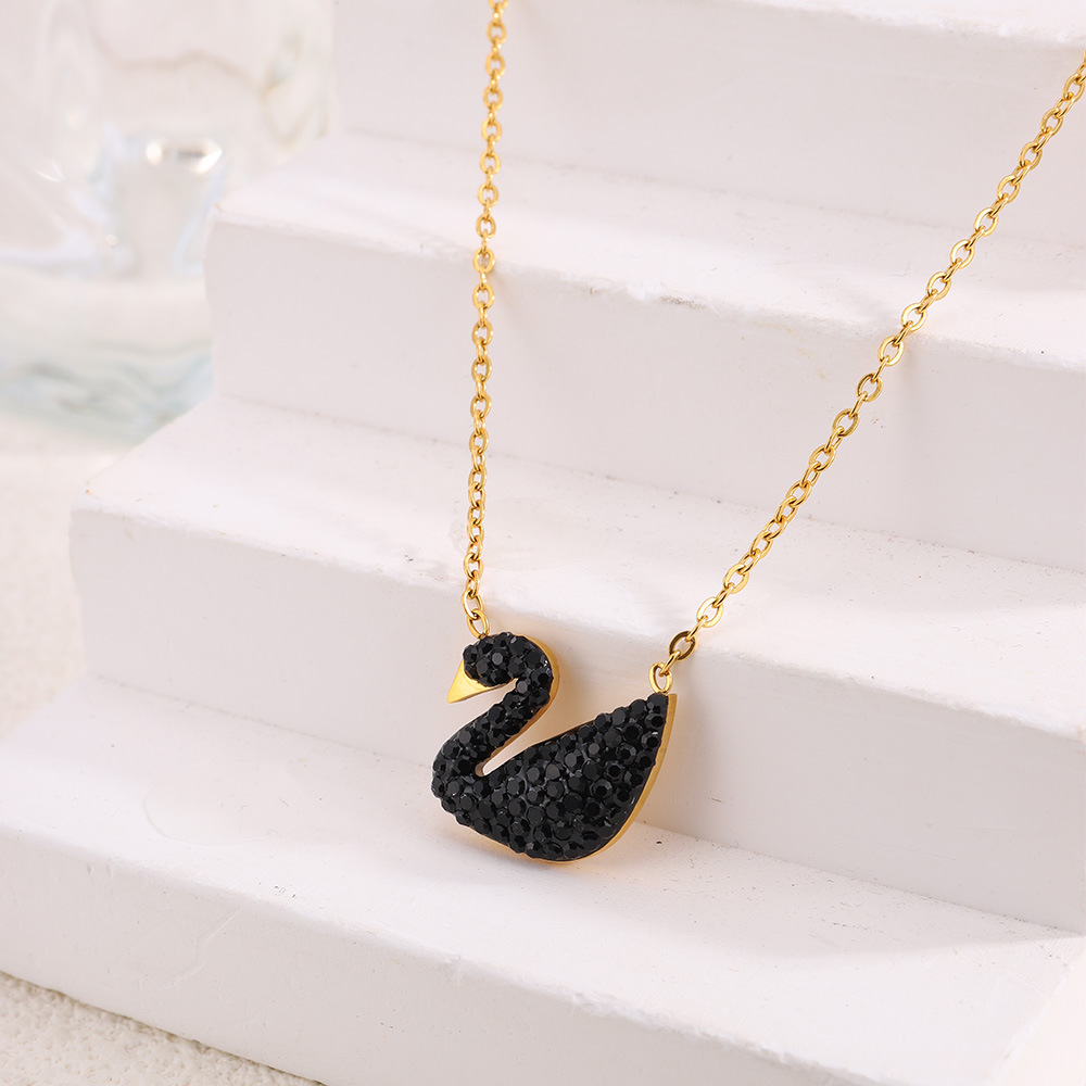 Collar de acero de titanio para niñas de alto nivel Shijia Swan no se desvanece la tendencia de moda universal collar elegante al por mayor image 4
