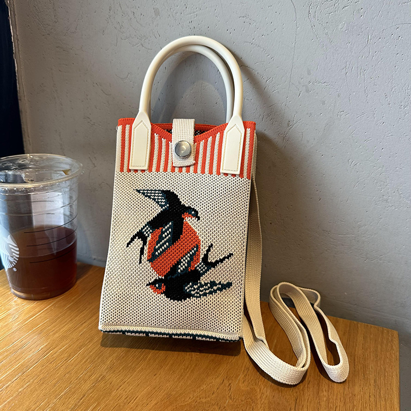 Chaleco de punto, bolso de mano, flor de golondrina de verano y otoño, chaleco conveniente, bolso de mano, bolso de muñeca, bolso de viaje de trabajo