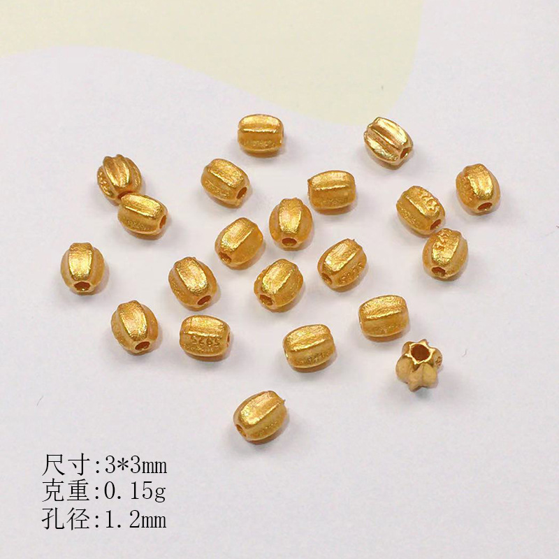 S925 Silver Plated Gold Torus Loose Bead Spacer Semi-finished DIY Jewelry Crystal Jewelry Bracelet Necklace Accessories