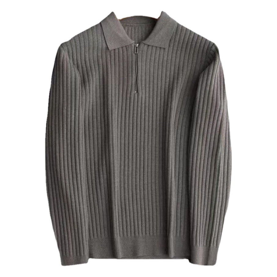 Nueva solapa de punto Polo camisa caliente pit suéter los hombres 2022 otoño y el invierno la luz negocios media cremallera Top moda