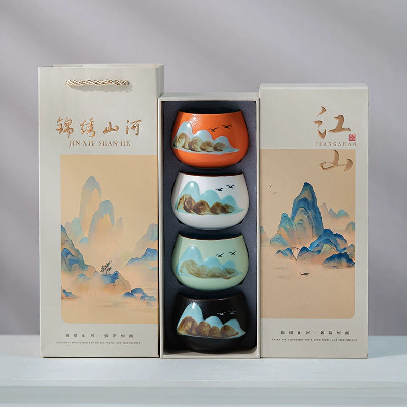 Jinxiu Shanhe Guochao Мастер Чаши Культурная и креативная керамическая чайная сервировка, чашкаЛуохан, компания, ежегодная встреча, деловой подарок