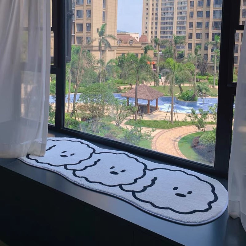Korean-Style Simple Irregular-Shaped Kitten and Dog Carpet, Ins-Style Bedroom Thickened Faux Cashmere Washable Bay Window Bedside Rug