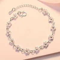 Silver bracelet, jewelry handmade, beads, accessory, flowered