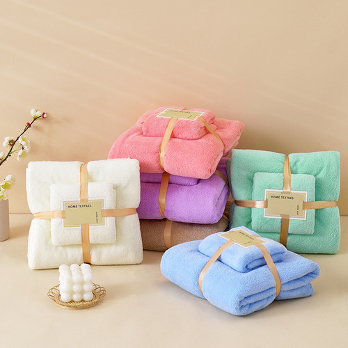 High-density coral velvet mother-child set towel is softer and skin-friendly than pure cotton absorbent bath towel two-piece bath towel set