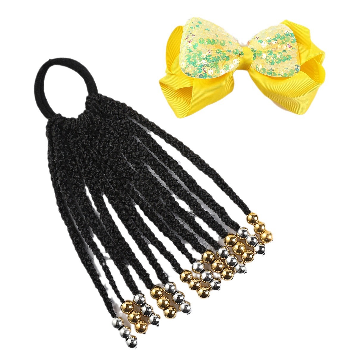 Nuevos productos Venta caliente para niños con cuentas y trenza sucia, peluca, lazo, trenza sucia, accesorios para el cabello, ponytails