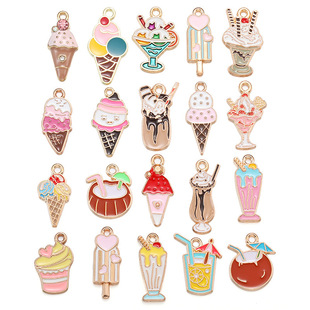 DIY Alloy Oil Drop Jewelry Accessories Ice Cream Coconut Drink Pendant Bracelet Necklace Keychain Decorative Pendant