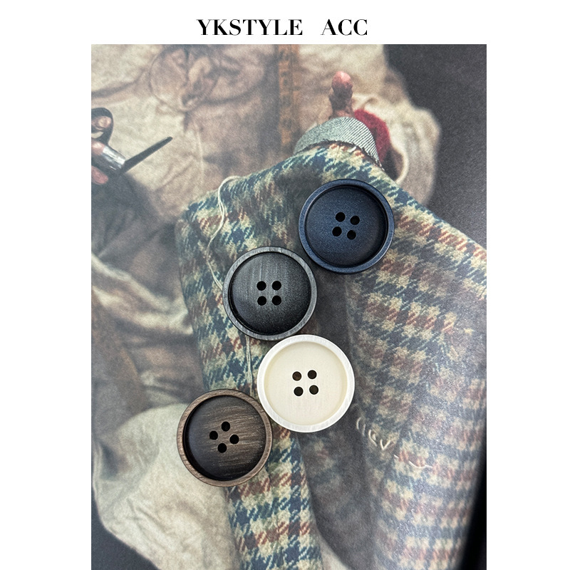 YOKO Four-eye Thin-edge Button Women's Clothing Double-sided Neon Coat Suit Decorative Button Cardigan Windbreaker Resin Buckle