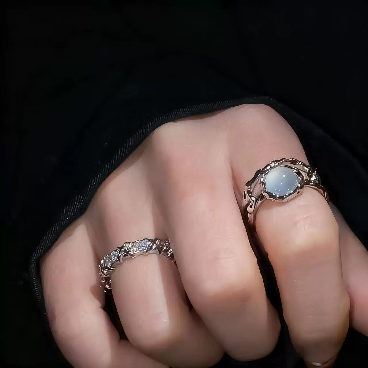 Модное кольцо маленького дизайна одного размера, лунный камень, стиль легкая роскошь, стиль высокого качества