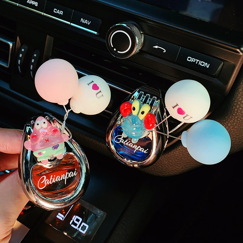 Perfume de automóvil aire acondicionado ventilación encantadora decoración interior adornos creativos dibujos animados para eliminar olores